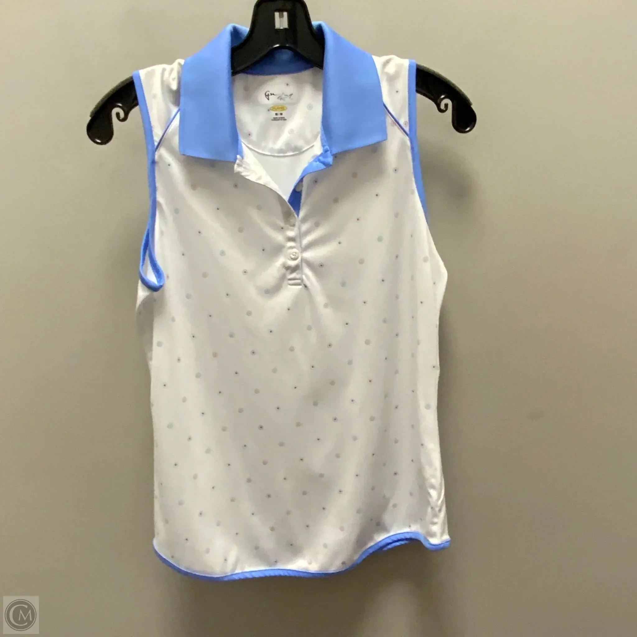 Athletic Top Short Sleeve By Greg Norman  In Blue & White, Size: M