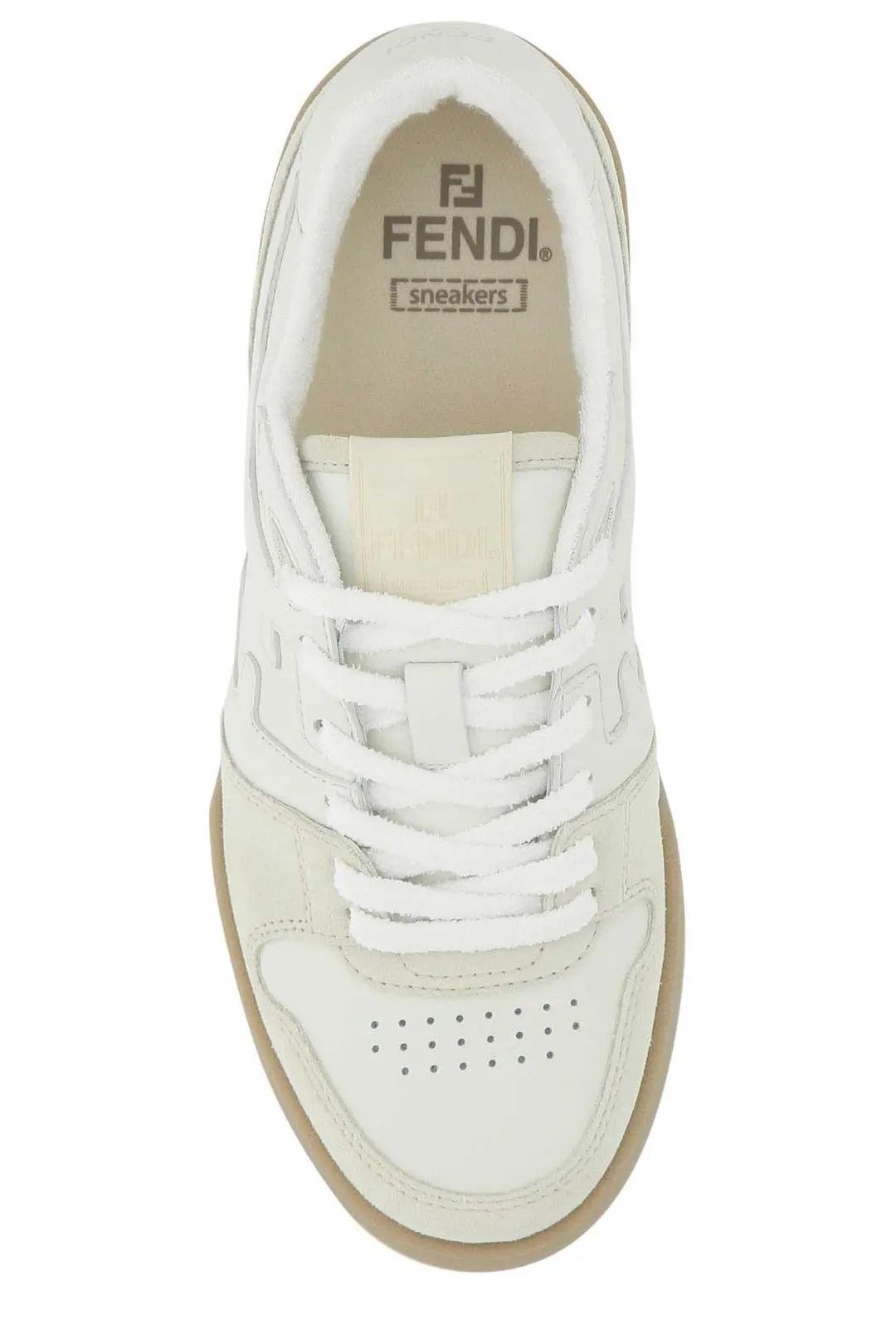 Fendi Round Toe Lace-Up Sneakers
