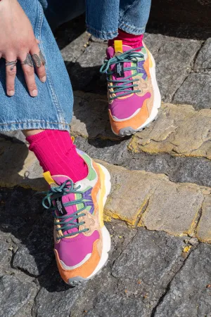Flower Mountain Yamano 3 Suede/Nylon Orange Fuchsia Trainers