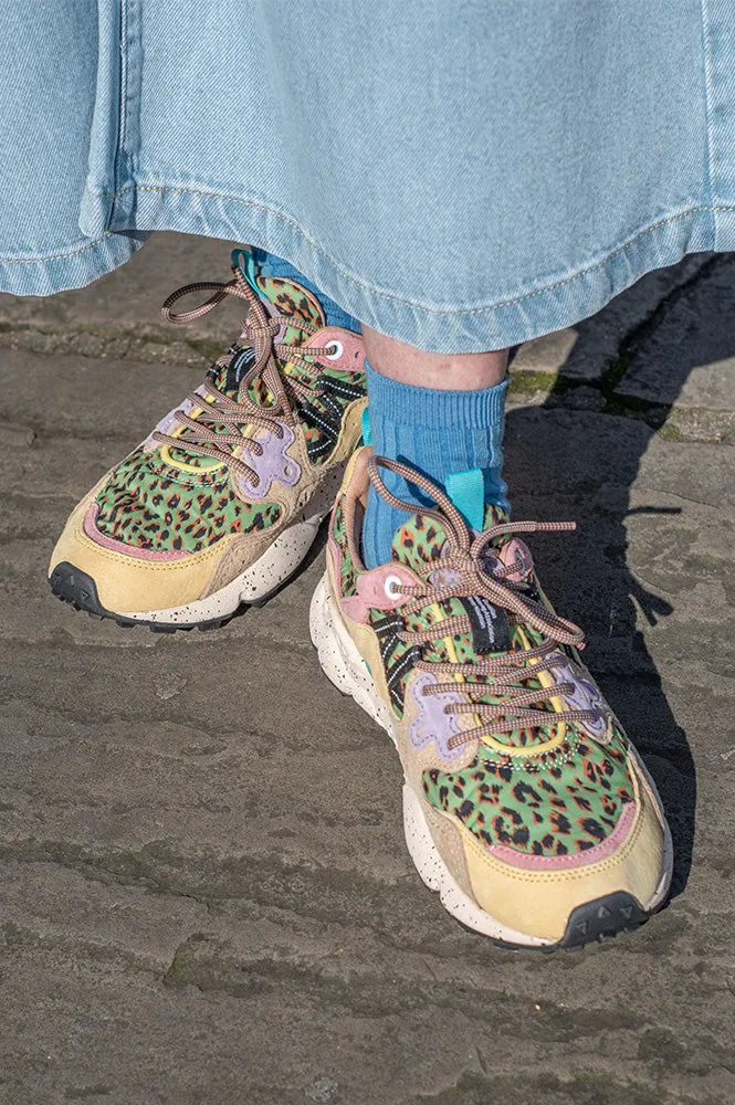 Flower Mountain Yamano 3 Suede/Print Leo Beige Sand Trainers