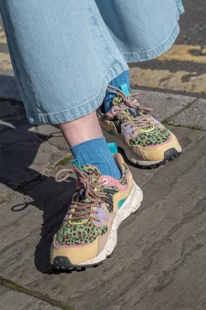 Flower Mountain Yamano 3 Suede/Print Leo Beige Sand Trainers