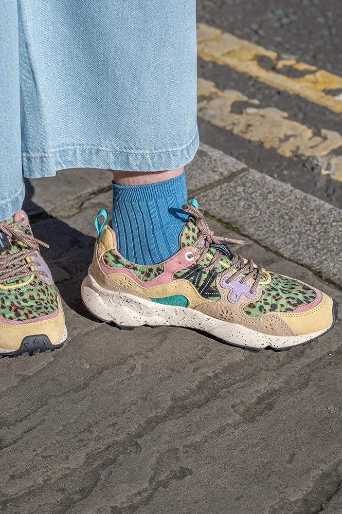 Flower Mountain Yamano 3 Suede/Print Leo Beige Sand Trainers