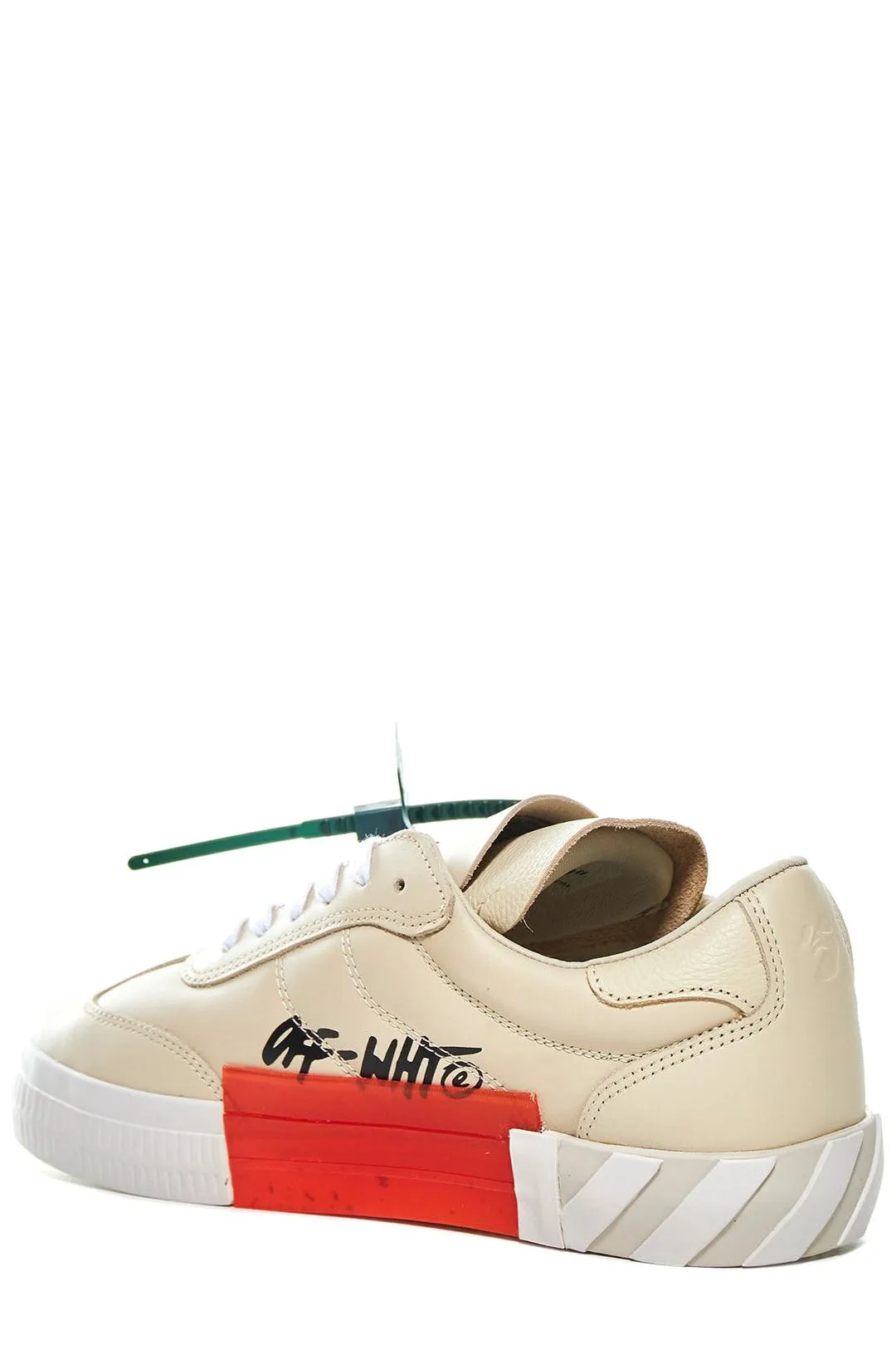 Off-White Round Toe Lace-Up Sneakers