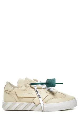 Off-White Round Toe Lace-Up Sneakers
