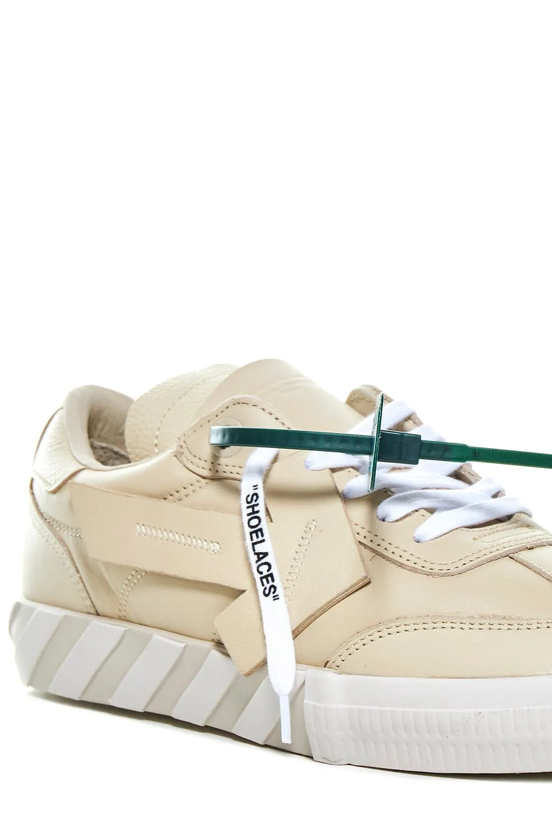 Off-White Round Toe Lace-Up Sneakers