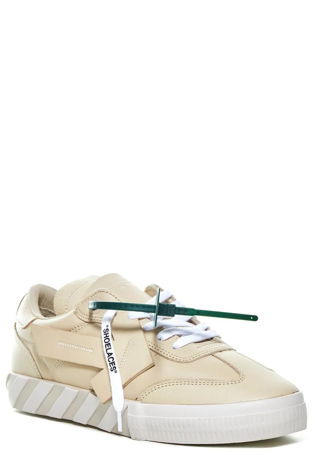 Off-White Round Toe Lace-Up Sneakers