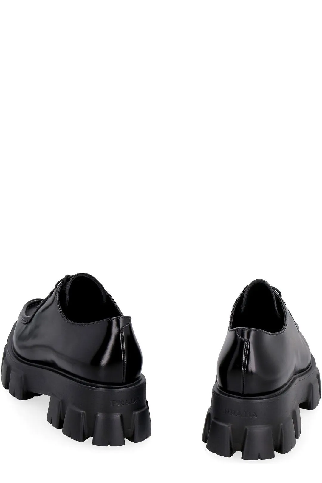 Prada Lug Sole Almond Toe Lace-Up Shoes