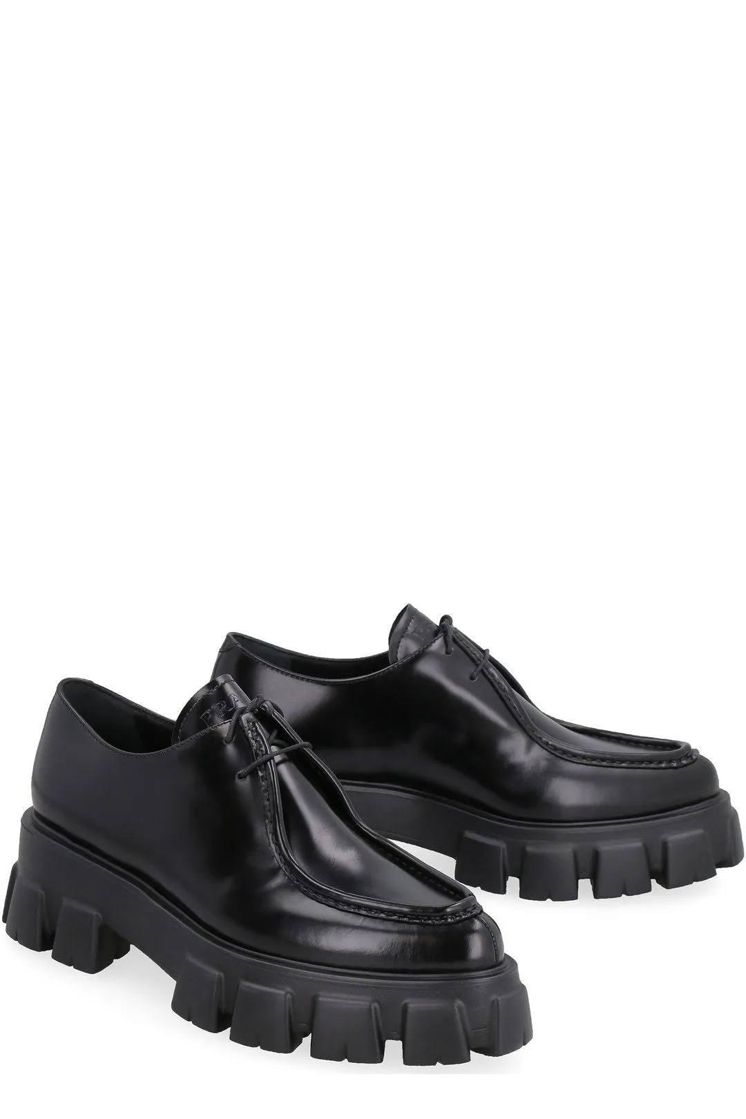 Prada Lug Sole Almond Toe Lace-Up Shoes