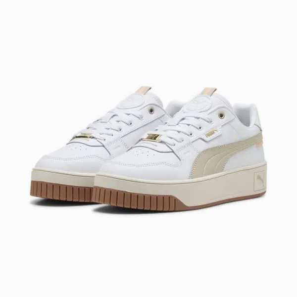 PUMA WOMEN'S CARINA LUX DUST/GOLD SNEAKER SHOES