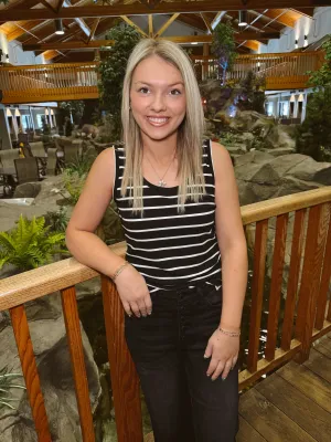 Stacy Round Neck Black Striped Knit Tank Top