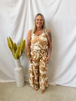 Taupe Tropical Floral Tank Top