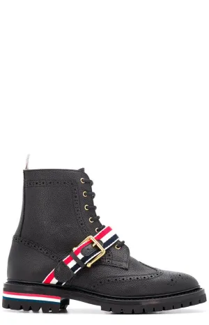 Thom Browne Stripe Wing Tip Lace-Up Boots