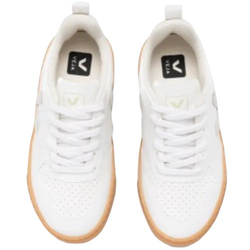 Veja White Lace-up Sneaker with Natural Sole