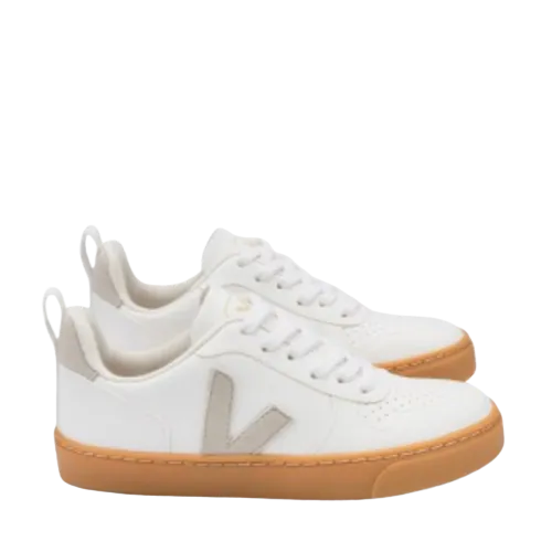 Veja White Lace-up Sneaker with Natural Sole