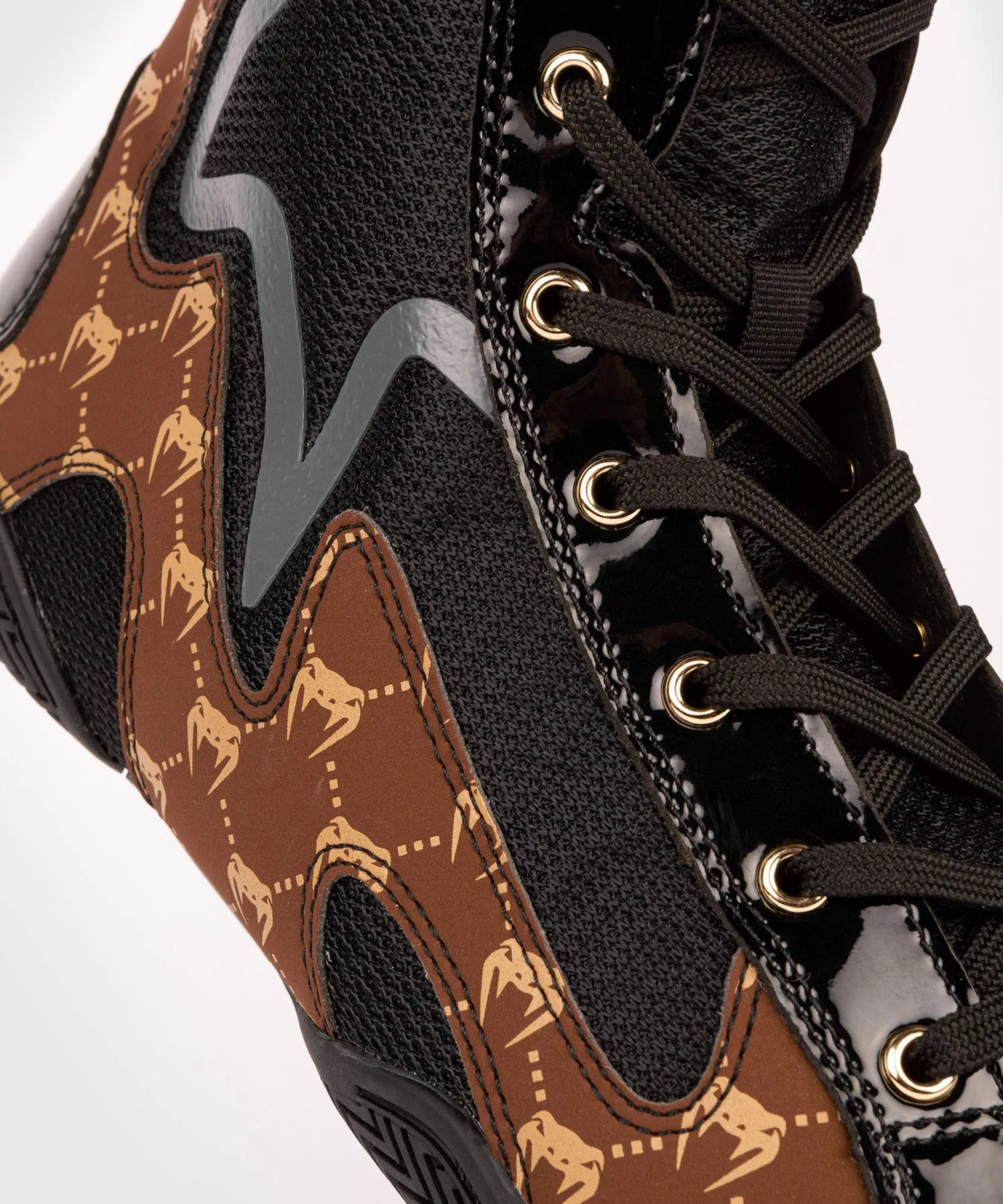 Venum Elite Evo Monogram Boxing Shoes – Black/Brown