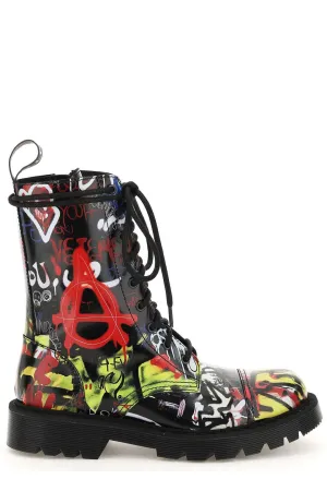 Vetements Allover Graffiti Printed Lace-Up Boots