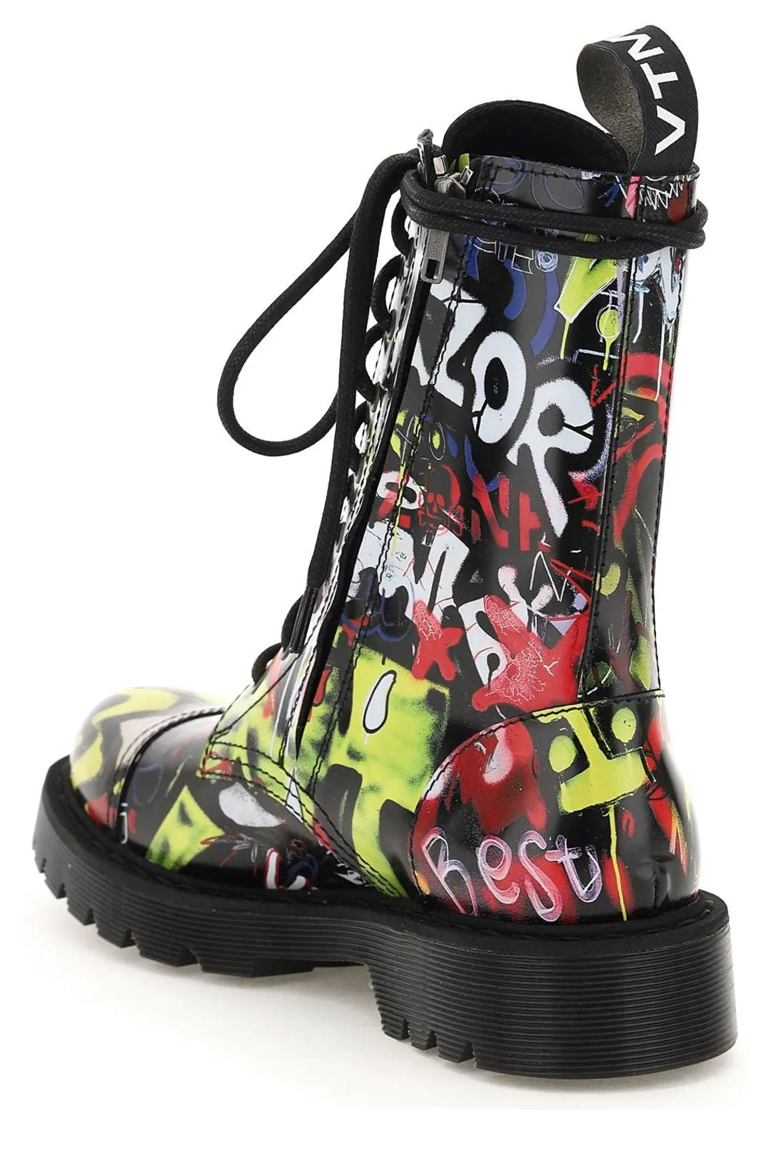 Vetements Allover Graffiti Printed Lace-Up Boots