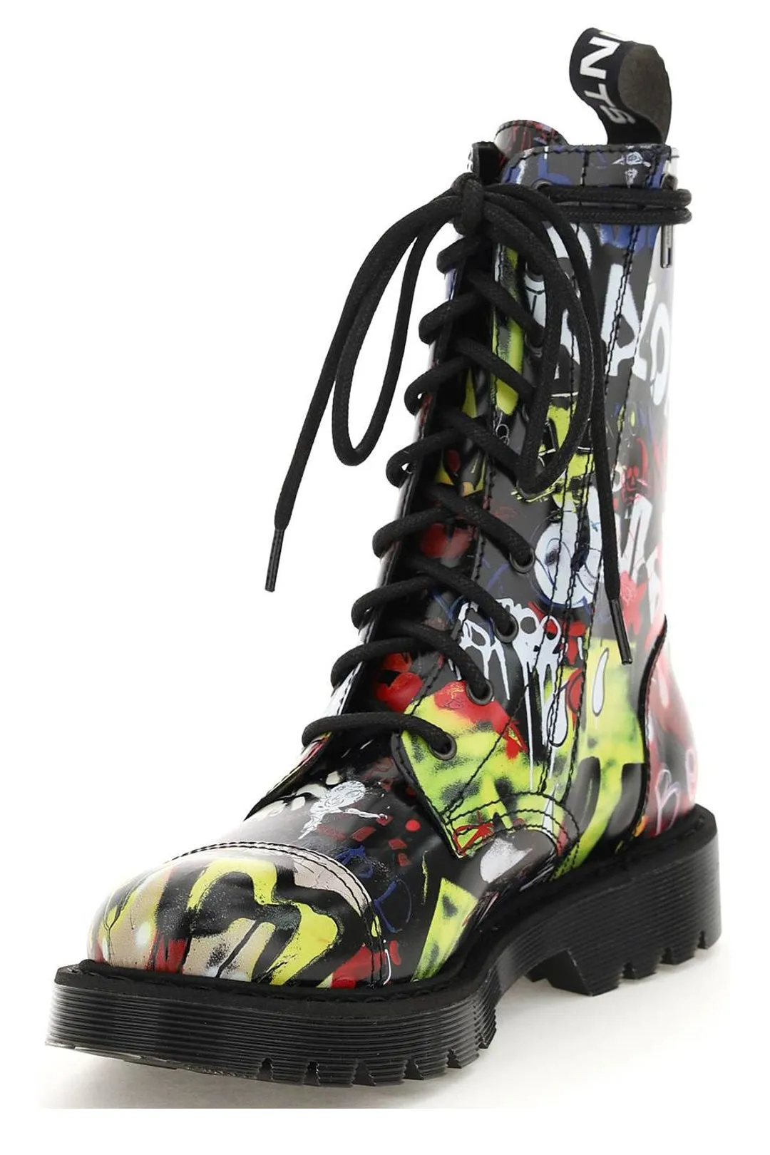Vetements Allover Graffiti Printed Lace-Up Boots