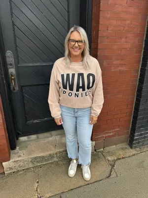 WAO Ponies Corded Crew Neck Top-Tan