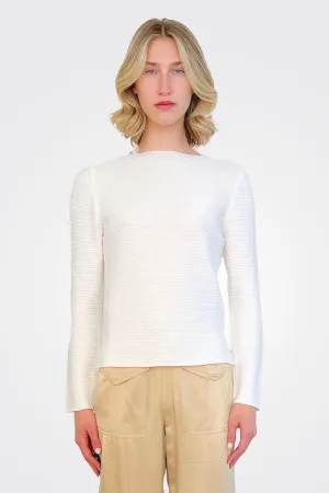 Wide Crewneck Top - White