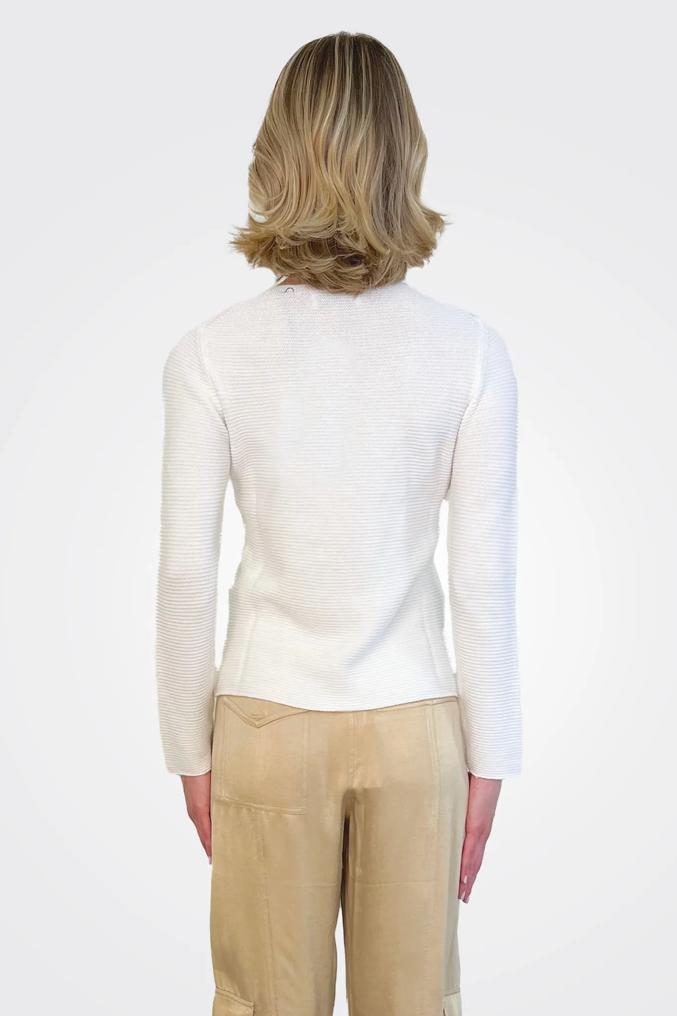 Wide Crewneck Top - White